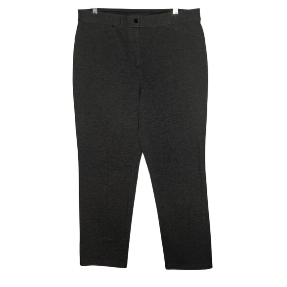 Chicos Premiere Ponte Faux Pocket Gray Pants Size 2/USM12 Short Stretch Comfort - Picture 2 of 14